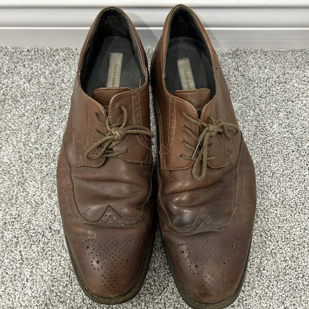 Joseph Abboud Brown Leather Wingtip Oxford Lace-Up Derby Dress Shoes Sz 11 1/2 D
